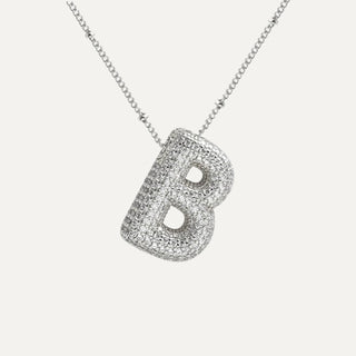Silver Rhinestone Initial Necklace image 7