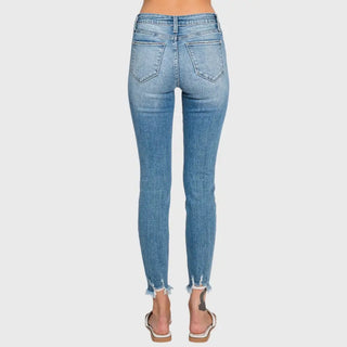 Petra 153 Destroyed Mid Rise Ankle Skinny Frayed Hem Jeans image 4