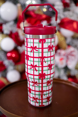 Merry Little Bow Plaid Tumbler image 0