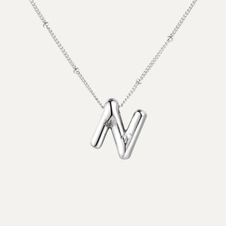 Silver Initial Bubble Necklace - N image