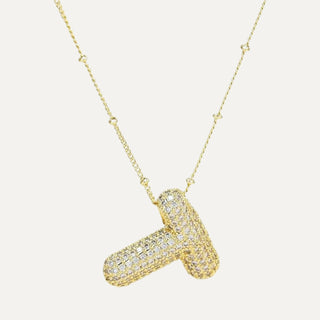 Gold Rhinestone Initial Necklace image 2