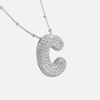 Silver Rhinestone Initial Necklace image 12