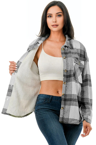 Fur Lined Plaid Flannel Shackets