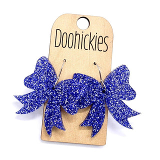 Glitter School Spirit Bow Dangles - Blue image
