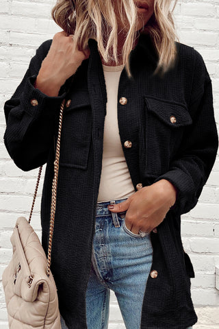 Super Soft Corduroy Shackets - Black, Small image