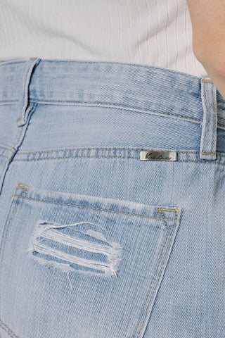 {KanCan} Light Wash High Rise Destroyed Denim Shorts image 4