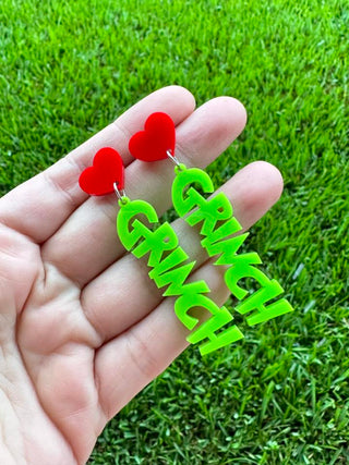 Grinch Dangle Earrings image 2
