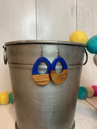 Resin and Wood Teardrop Earrings image 1