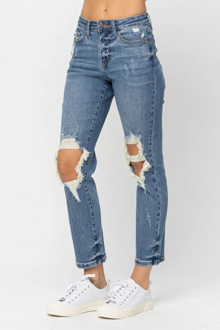 Judy Blue Destroyed Boyfriend Jeans image 1