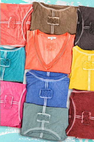 V-Neck Raw Edge Tank Top
