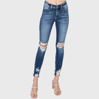 High Rise Ankle Skinny with Distressed Hem image 0