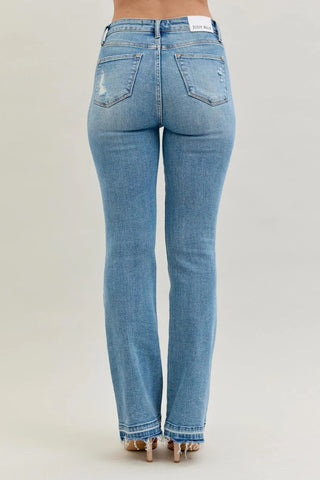 Judy Blue Mid Rise Destroy & Release Hem Bootcut Jeans image 1
