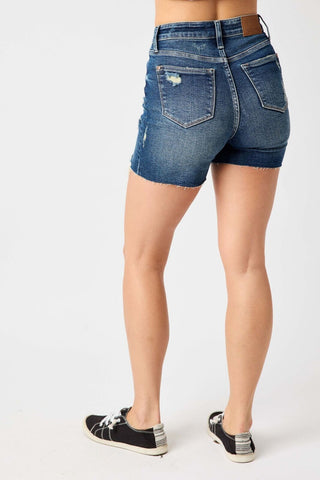 Judy Blue H/W Mild Destroy Cut Off Mid Length Shorts image 2