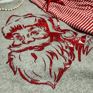 Gray Monochrome Glitter Santa Sweatshirt image 1