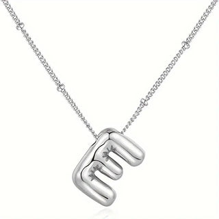 Silver Initial Bubble Necklace - E image