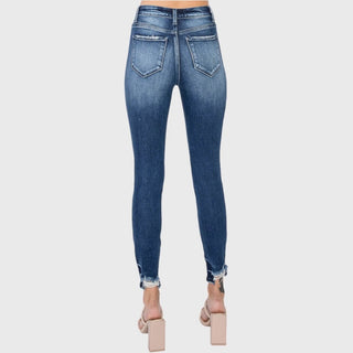 High Rise Ankle Skinny with Distressed Hem image 4