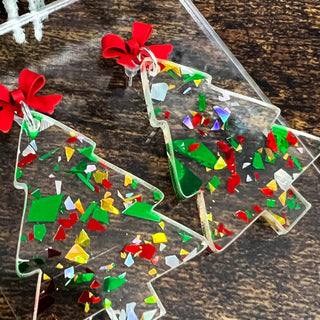 Confetti Christmas Tree Dangle Earrings