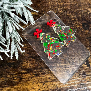 Confetti Christmas Tree Dangle Earrings