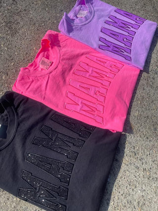 Glitter Embroidered Mama Tee
