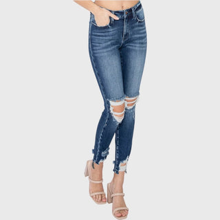 High Rise Ankle Skinny with Distressed Hem image 1