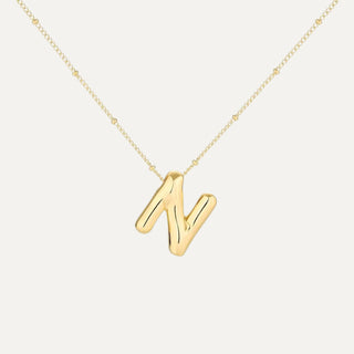 Gold Initial Bubble Necklace image 2