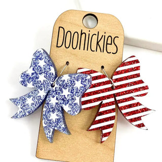 Glitter Stars & Stripes Bow Acrylics - Patriotic Earrings image 0