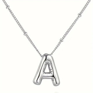 Silver Initial Bubble Necklace - A image