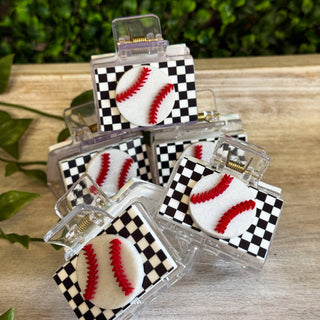 Small Checkered Sports Claw Clips