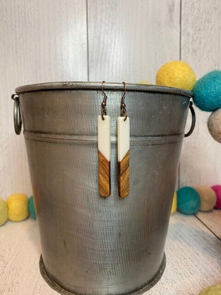 Resin and Wood Bar Earrings image 2