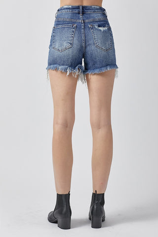 Risen High Rise Distressed Shorts image 3