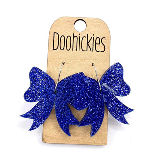 Glitter School Spirit Bow Dangles - Royal Blue image