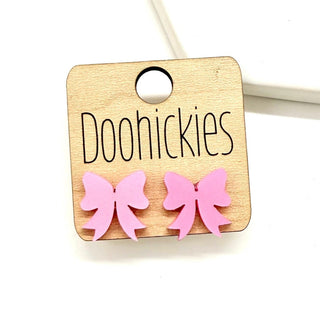 Glitzy Bow Studs - Hot Pink image