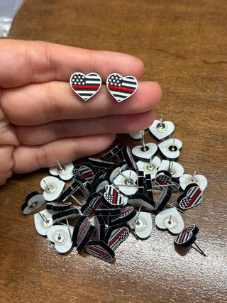 Red Line Heart Earrings