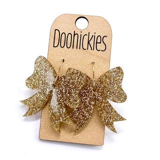 Glitter School Spirit Bow Dangles - Gold image