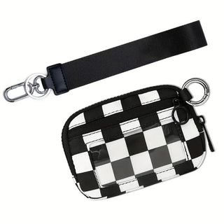 Checkered Nylon Wristlet - Black image