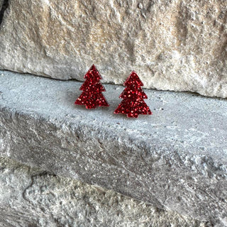 Glitter Christmas Tree Studs image 0