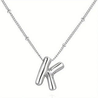 Silver Initial Bubble Necklace - K image
