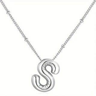 Silver Initial Bubble Necklace - S image