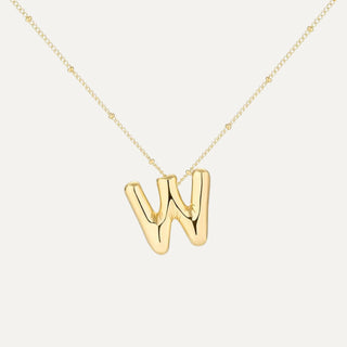 Gold Initial Bubble Necklace - W image