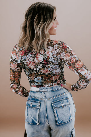 Floral Mesh Long Sleeve Top image 4