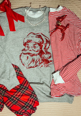 Gray Monochrome Glitter Santa Sweatshirt image 0