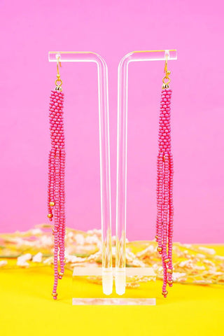 Kindra Seed Bead Fringe Earrings image 3