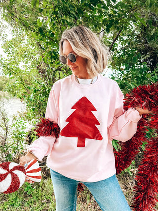 Red Glitter Tree Sweatshirt