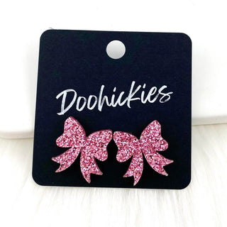 Glitzy Bow Studs - Pink image