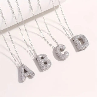 Silver Rhinestone Initial Necklace image 4