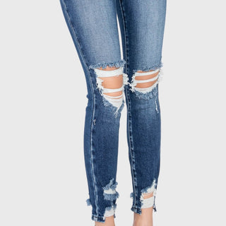 High Rise Ankle Skinny with Distressed Hem image 5