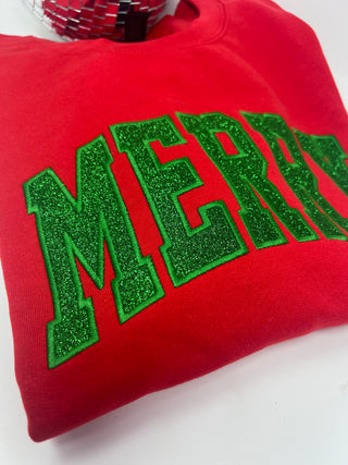 Merry Embroidered Glitter Applique Sweatshirts image 3
