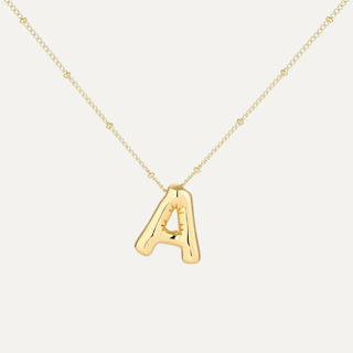 Gold Initial Bubble Necklace - A image