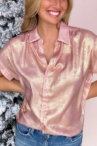 The Malibu Metallic Top - XL, Light Pink image