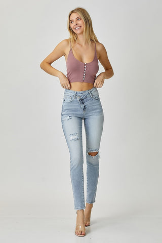 Risen High Rise Crossover Relaxed Skinny Jeans image 3